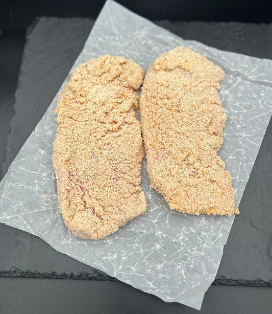 SKINKESCHNITZEL PANERET MED ÆG OG RASP